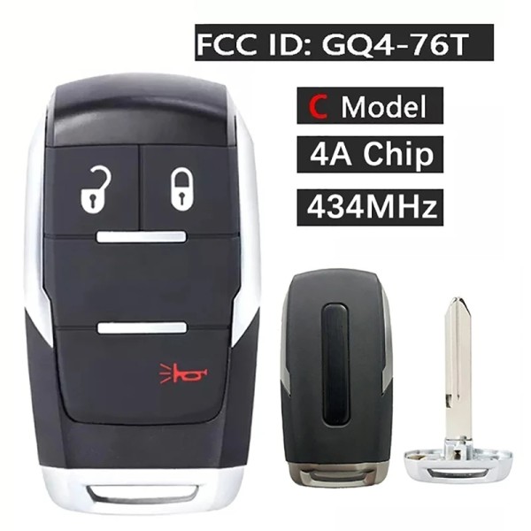 2019-2021 Dodge Ram Pickup / 3-Button Smart Key / PN: 68365299AB / GQ4-76T (AFTERMARKET)